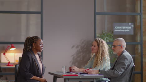african american female candidate having job interview
