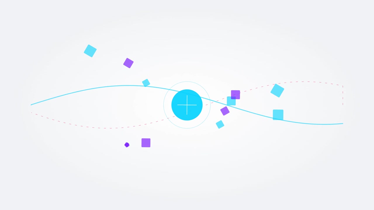 Abstract Motion Graphics with Floating Geometric Shapes and Wavy Lines