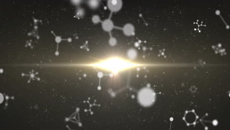 animation of molecules moving over light spots