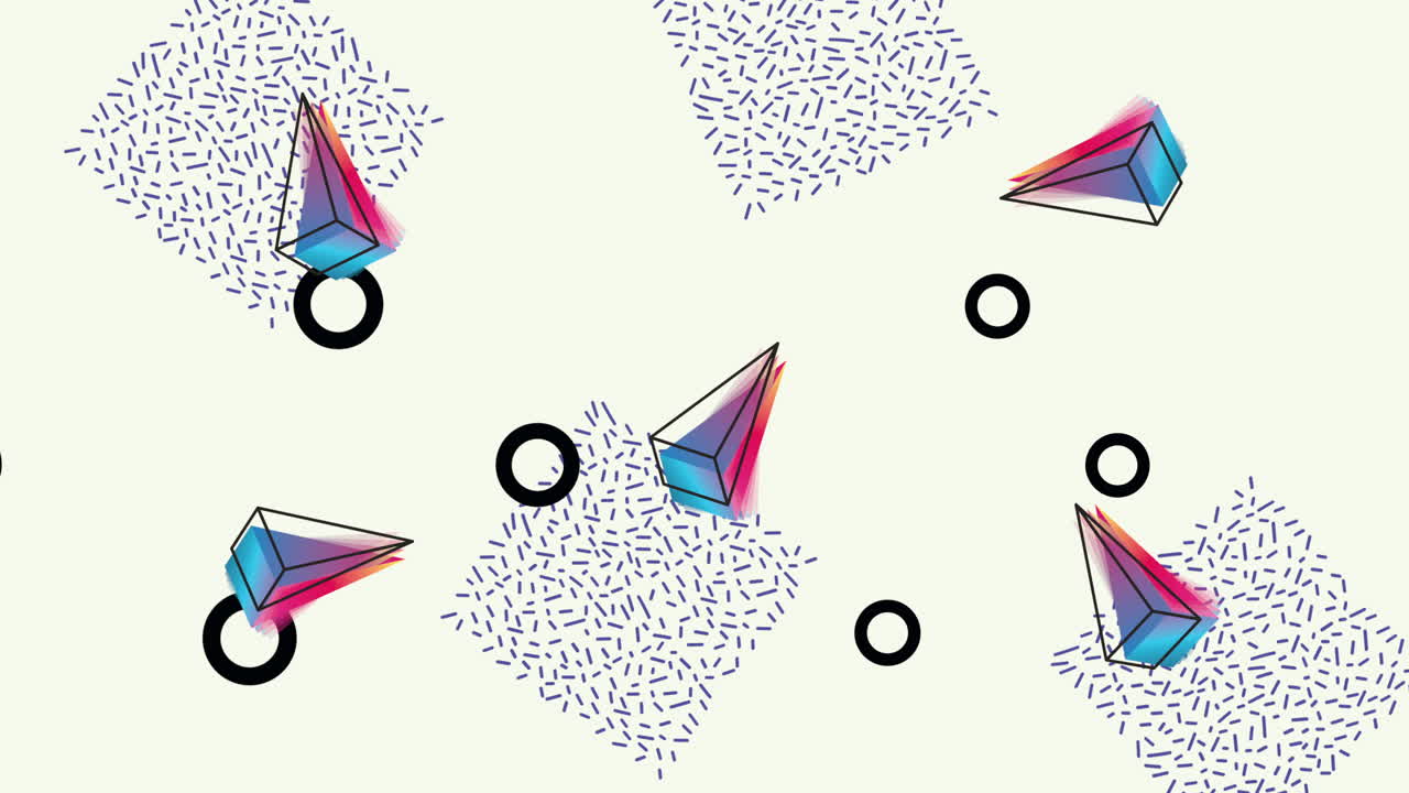 색 배경 애니메이션에서 색상과 기하학적 그림