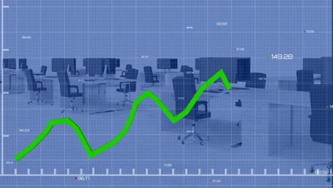 Animación-Del-Procesamiento-De-Datos-Estadísticos-A-Través-De-La-Red-Grid-Contra-Una-Oficina-Vacía