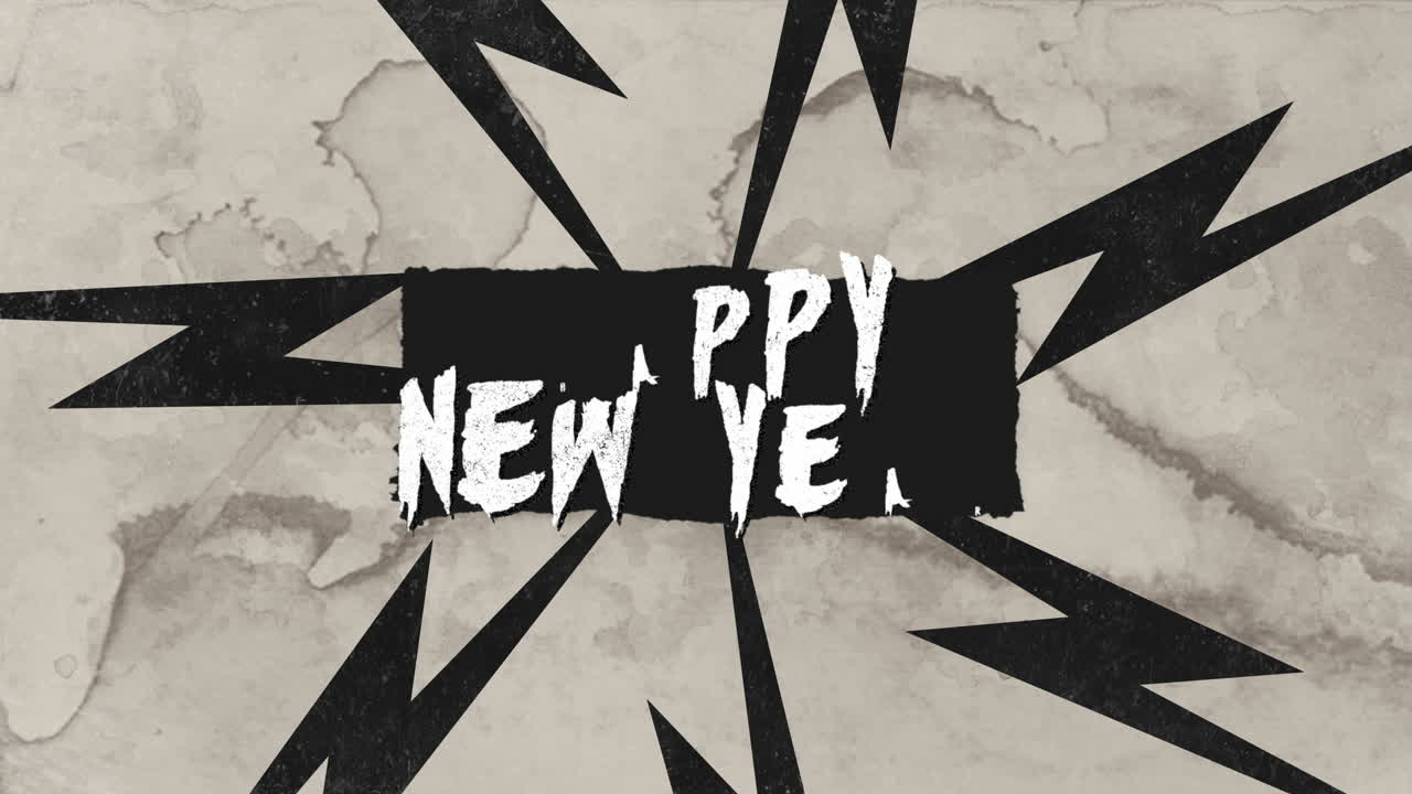 벼락과 소음이 있는 힙스터 질감의 새해 복 많이 받으세요