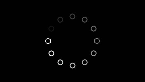 cargando el contorno blanco de la animación del icono del círculo en fondo negro. bucle sin costuras. fondo animado de video.