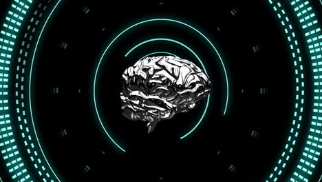 animación del cerebro humano y procesamiento de datos digitales sobre fondo negro