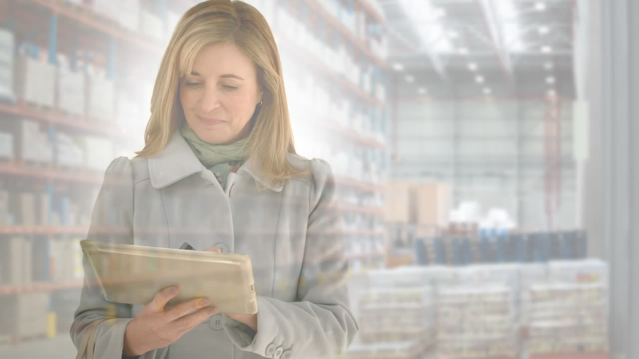 Caucasian woman in social distancing buying online