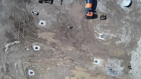 top view of trucks in construction site