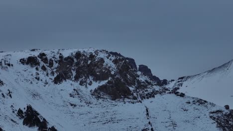 Aerial-orbiting-shot-revealing-snowy-Andean-Mountains-and-ski-slopes