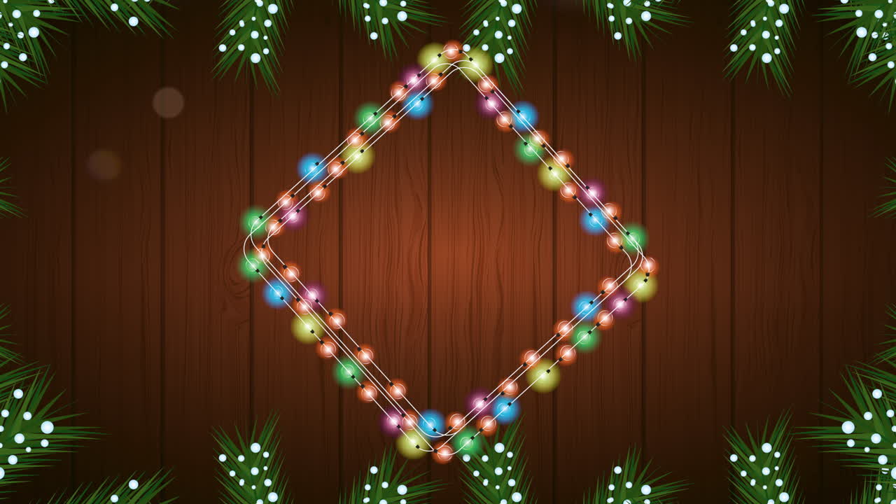 feliz cartão de natal com luzes cores lâmpadas e coroa