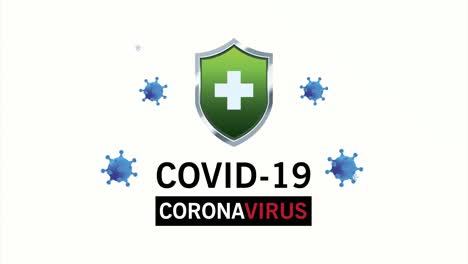 letras de la pandemia de covid-19 con escudo