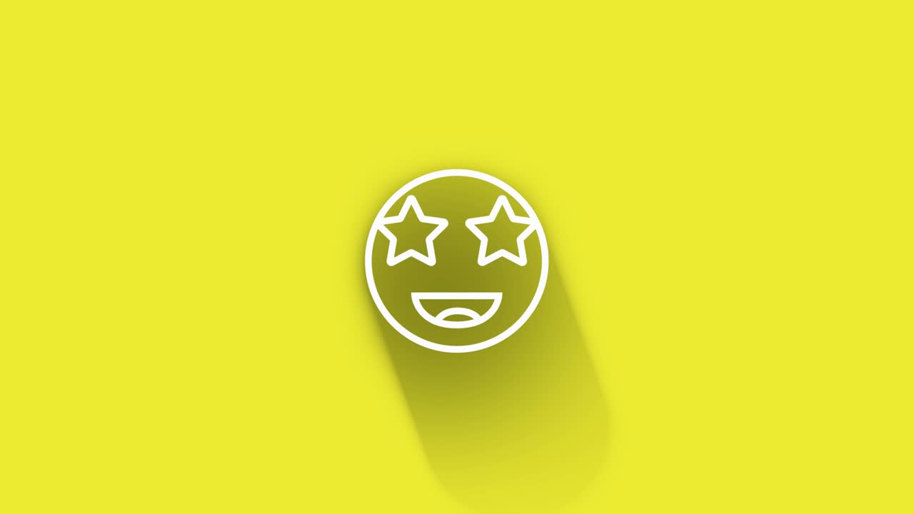 Smiling Happy Emoji Symbol While Shadow Passes All Around on Yellow Background in 4K Resolution Loop Ready File