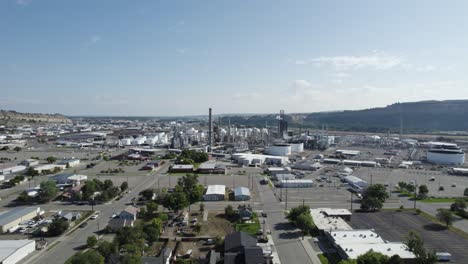 industrial factory plant in billings, montana - aerial drone view