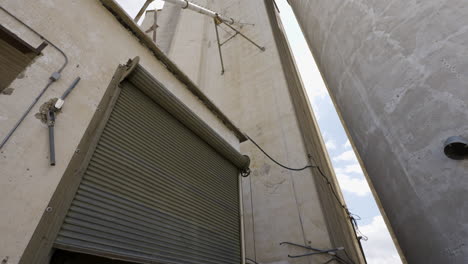 exterior view of a grain elevator and storage facility