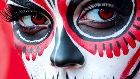 a woman with a face painted like a skeleton