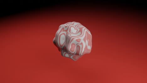 morphing de líquido abstracto remodela el objeto 3d en un fondo rojo. forma animada renderizada en 3d creativa