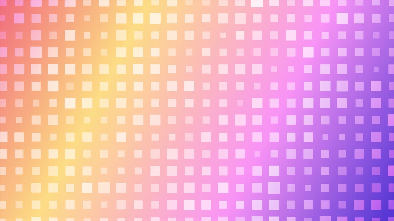 Abstract animated motion background. Gradient looped animation for wallpaper, screensaver, presentation, banner. Party music club. Mosaic pixelated pattern, square random shapes