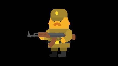 sergeant soldier walks and shoots from machine gun. animation set. alpha channel