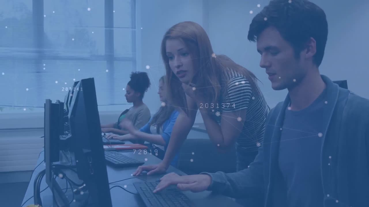 Animation of data processing over diverse students using computers