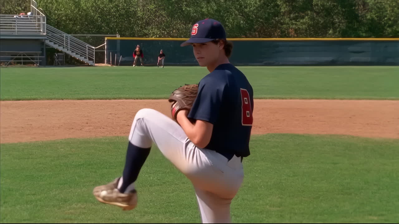 Giovane lanciatore di baseball in azione