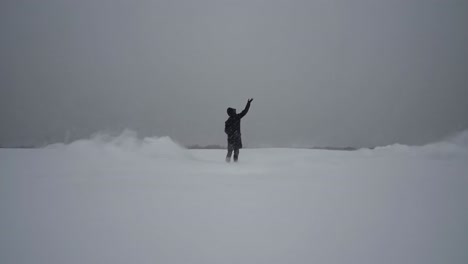 person in a blizzard