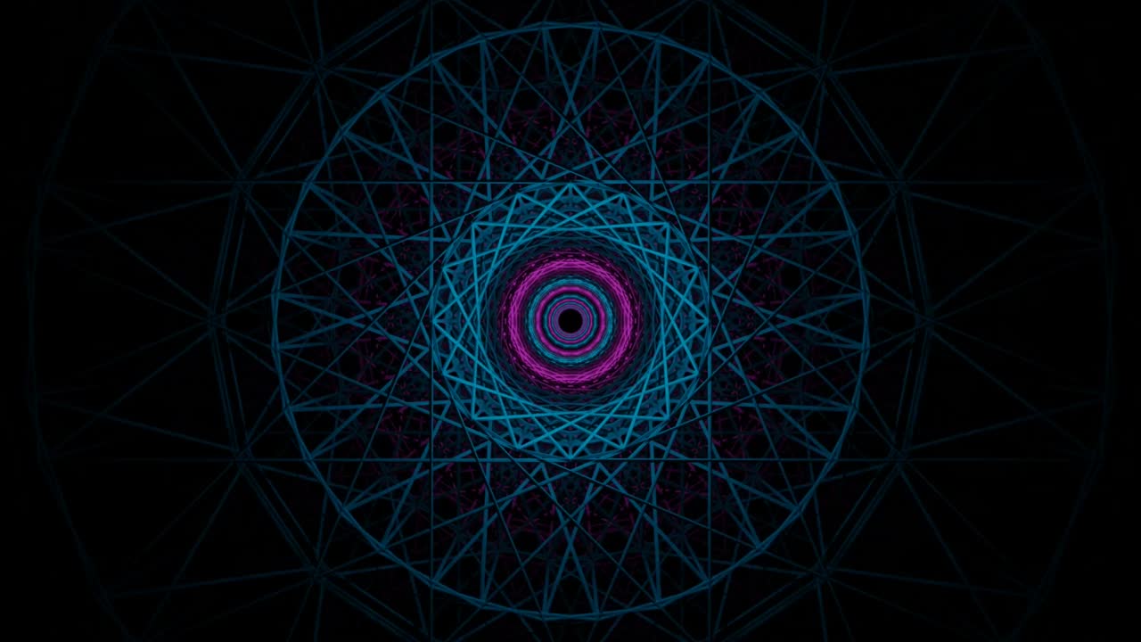 video en 4k de una hermosa animación en bucle entre la estructura de wireframe abstracto de color azul y rosa.