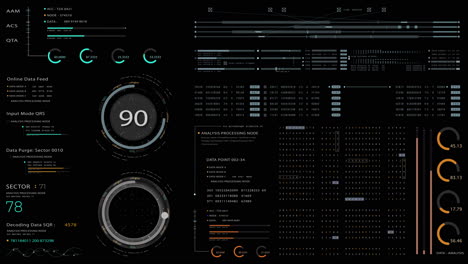 Futuristic hi-tech user interface head up display elements with digital data information display for background computer desktop screen
