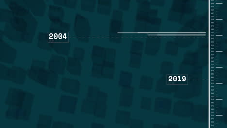 animation of timeline from 2004 to 2019 over abstract geometric background