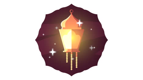 ramadan kareem animation with golden lamp hanging