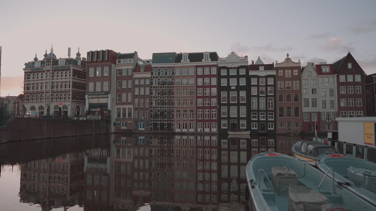 Amsterdam Canal and Buildings at Dusk