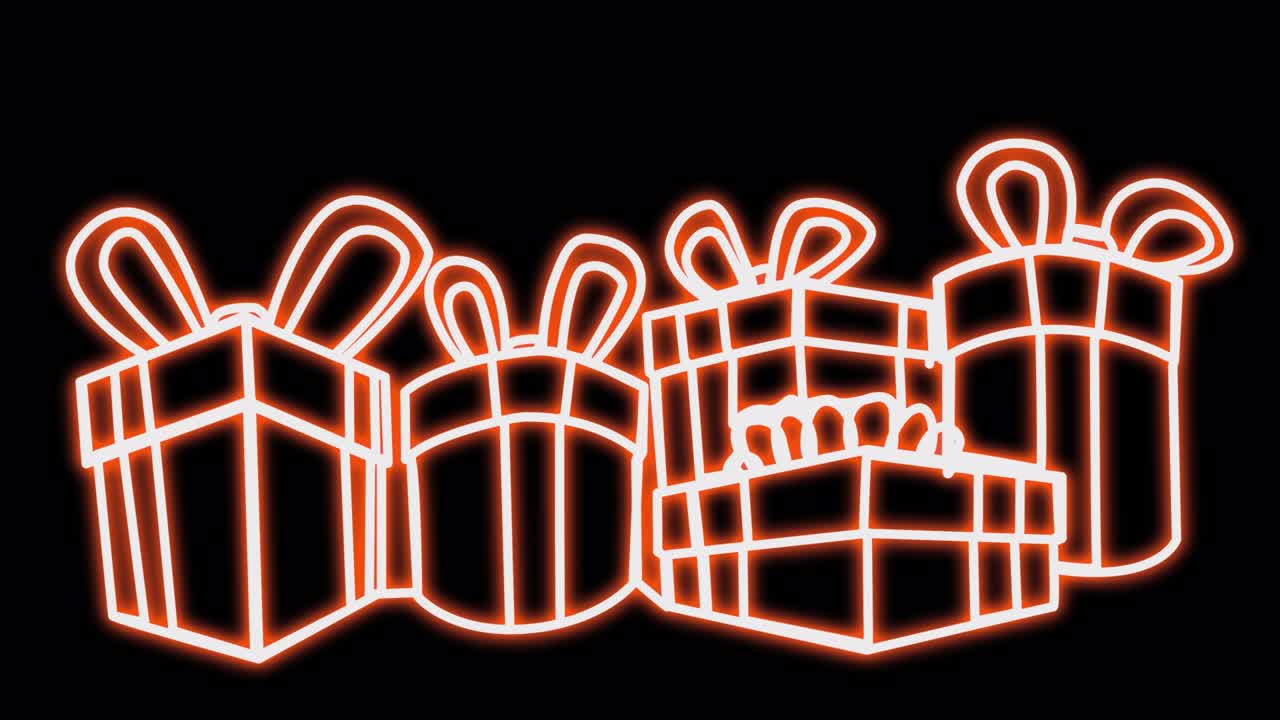 은 네온 선물과 활.