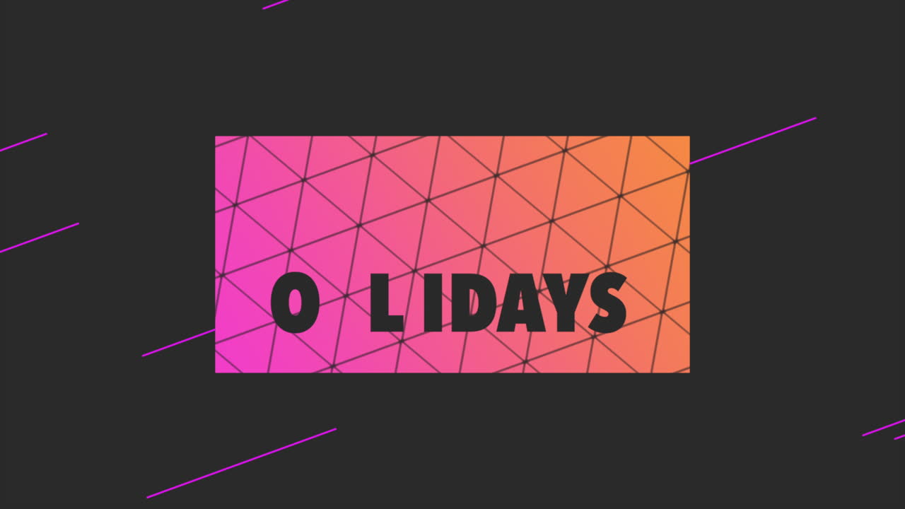 texto de felices fiestas con triángulos de neón en gradiente negro