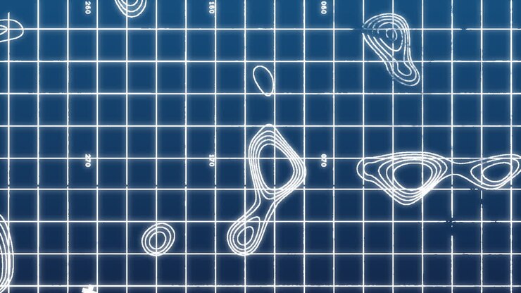 Animation of blue and white mountain map