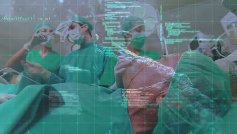 animación del procesamiento de datos sobre personas de negocios que usan auriculares telefónicos