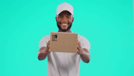 portrait, delivery and service with a black man