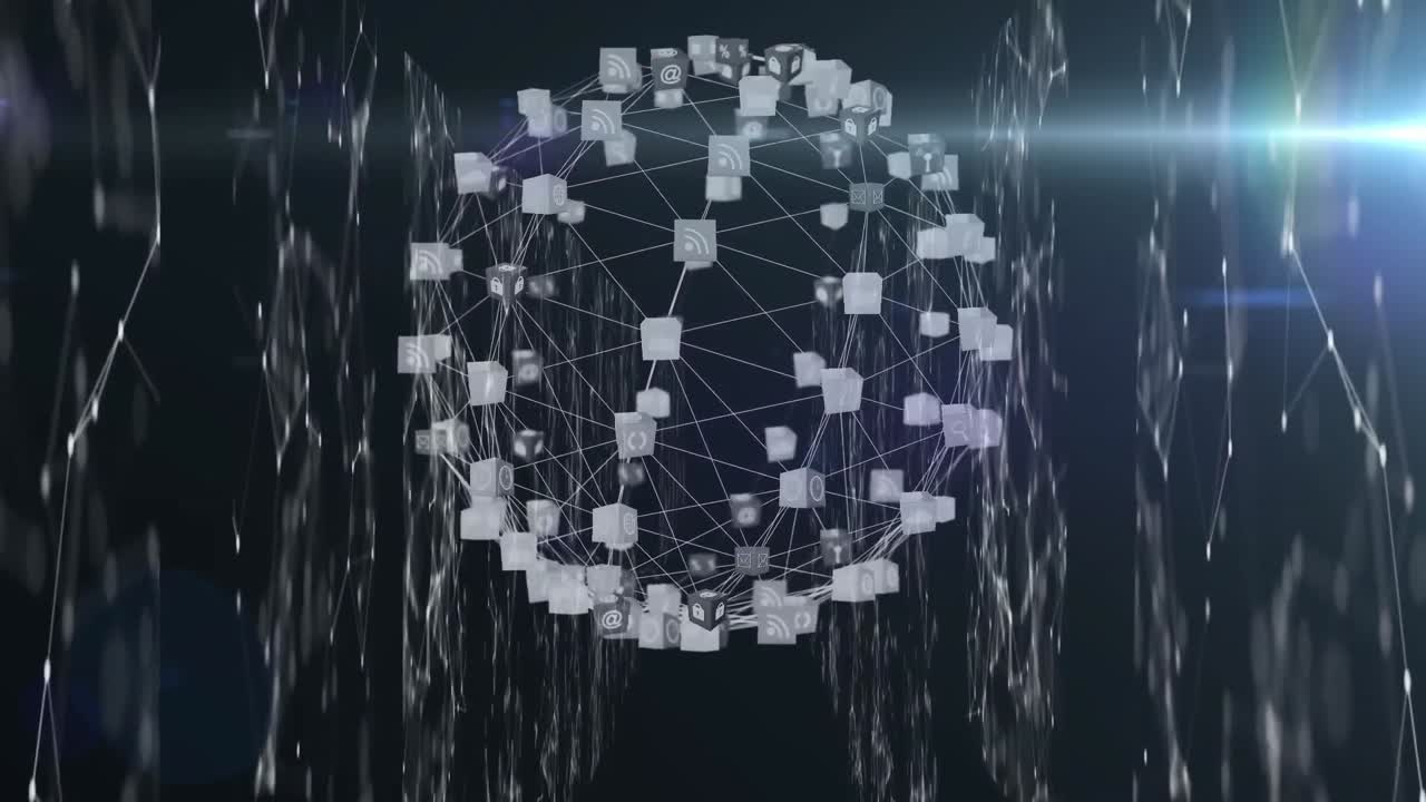 연결 네트워크에 대한 디지털 아이콘의 세계