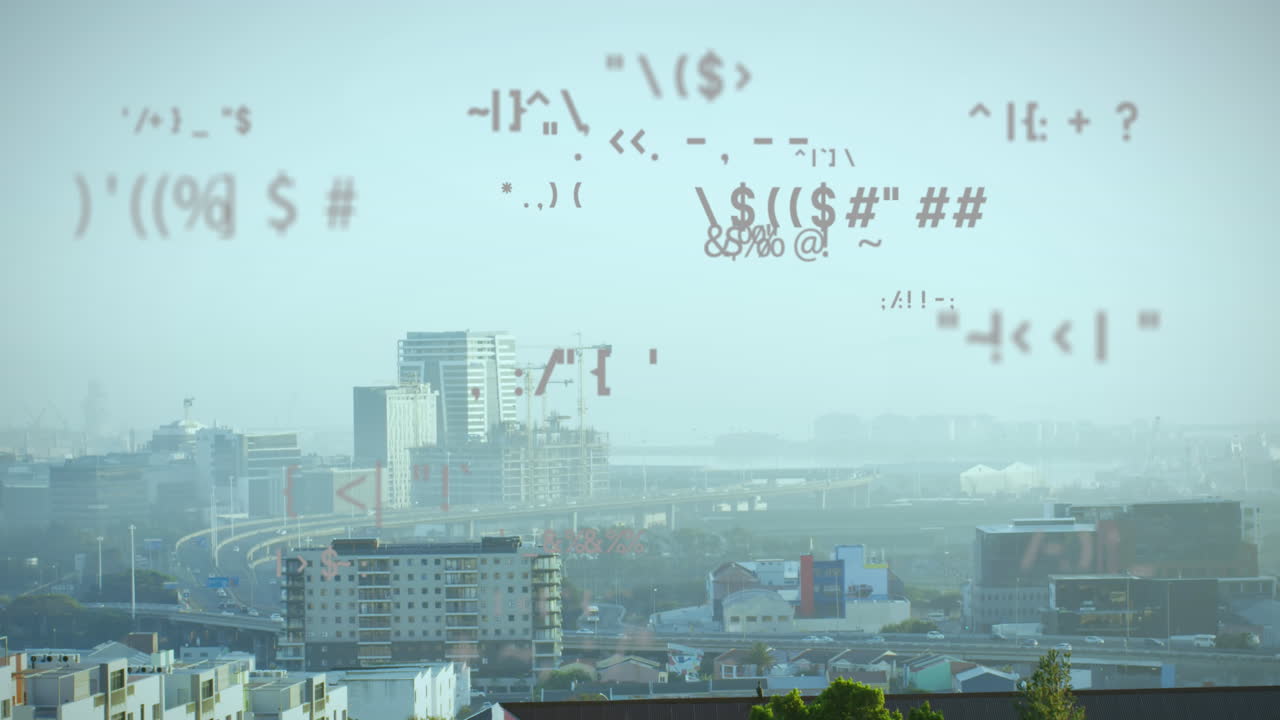 도시 풍경에 대한 기호의 애니메이션과 데이터 처리