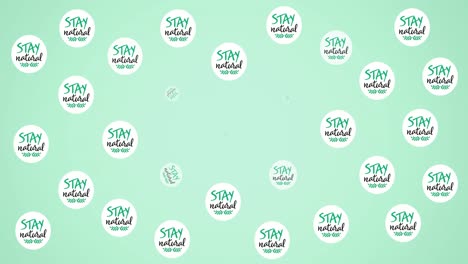 Animation-of-multiple-falling-stay-natural-text-and-logos,-and-seedlings-on-blue-background