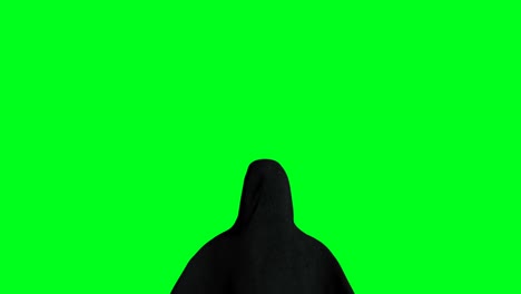 mystery fear ghost animation . dynamic hoodie. isolate. realistic 4k green screen animation.