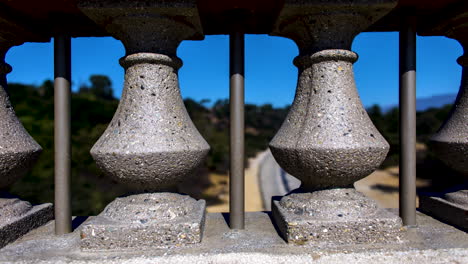 Timelapse-on-a-bridge-over-the-Arroyo-Seco-in-Pasadena,-CA