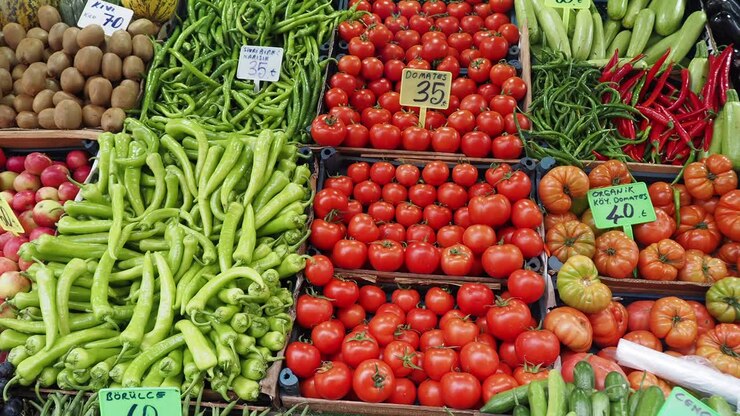 Fresh vegetables for sale at a Turkish market