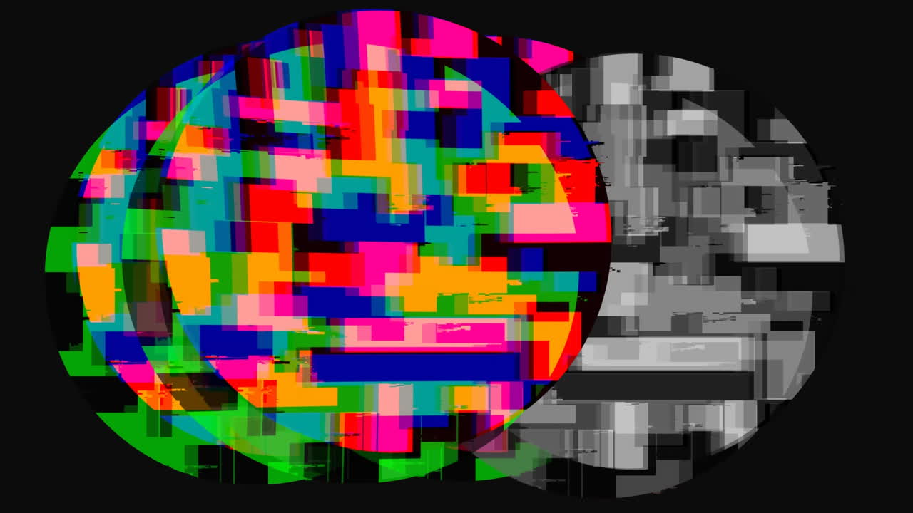 estático colorido y monocromo