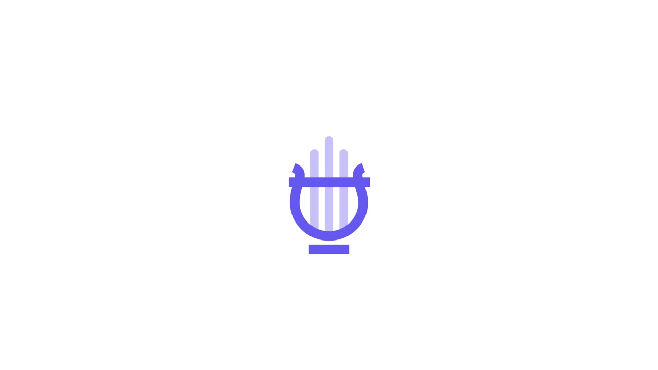 Minimalist Animated Lyre Icon on White Background