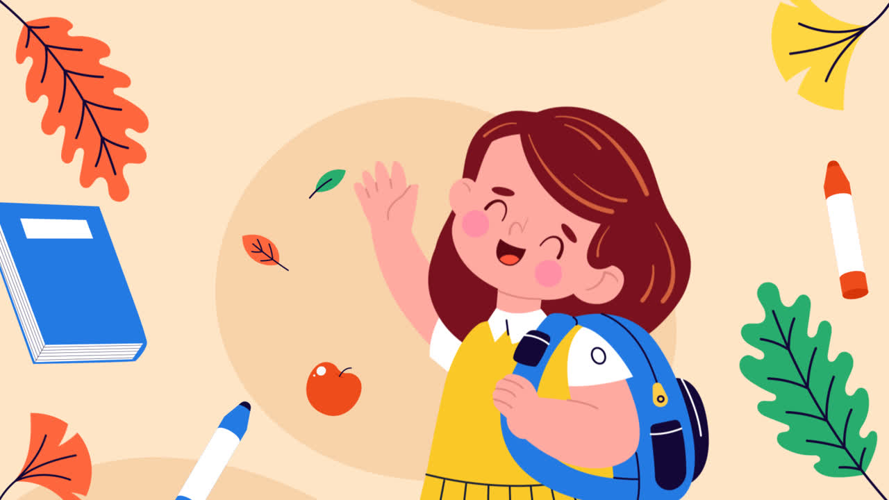 러시아 지식의 날 축하를 위한 평면 일러스트레이션의 모션 그래픽