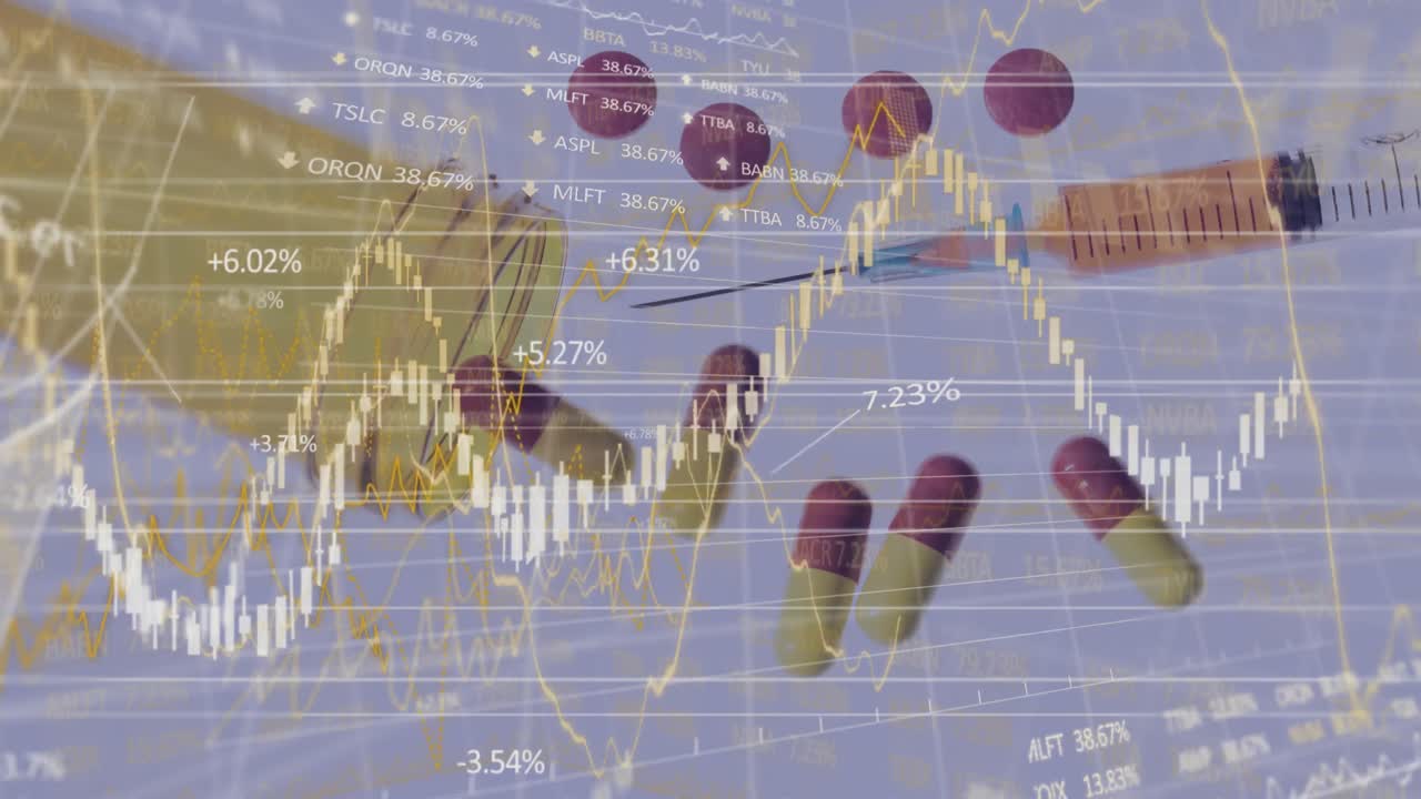 주사기로 의약품을 처리하는 데이터 처리 애니메이션