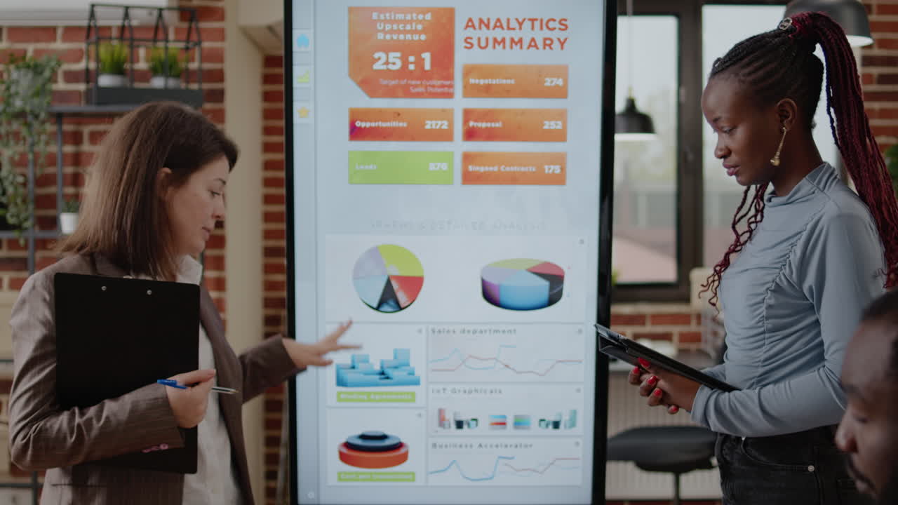 Group of coworkers meeting at business conference for presentation