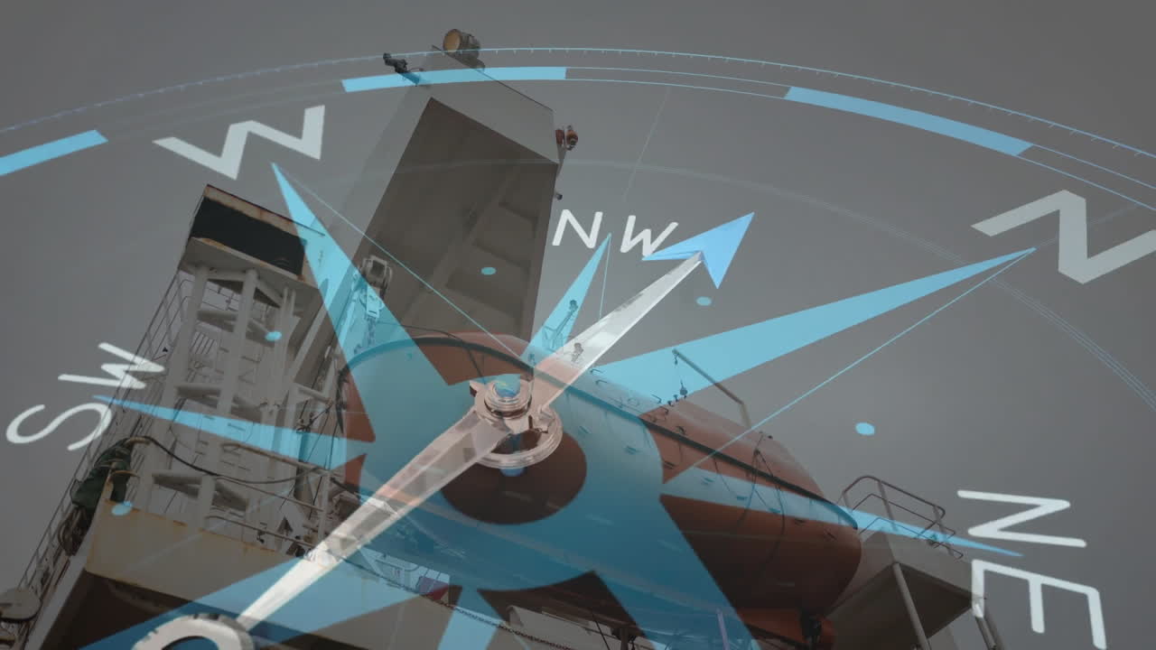 animación de la brújula moviéndose sobre el puerto