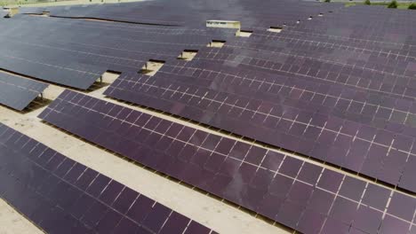 Aerial view over solar panels in a large solar plant in Spain