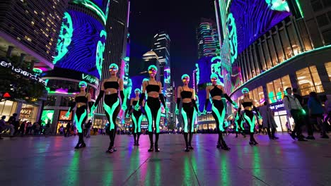 city night light show with performers