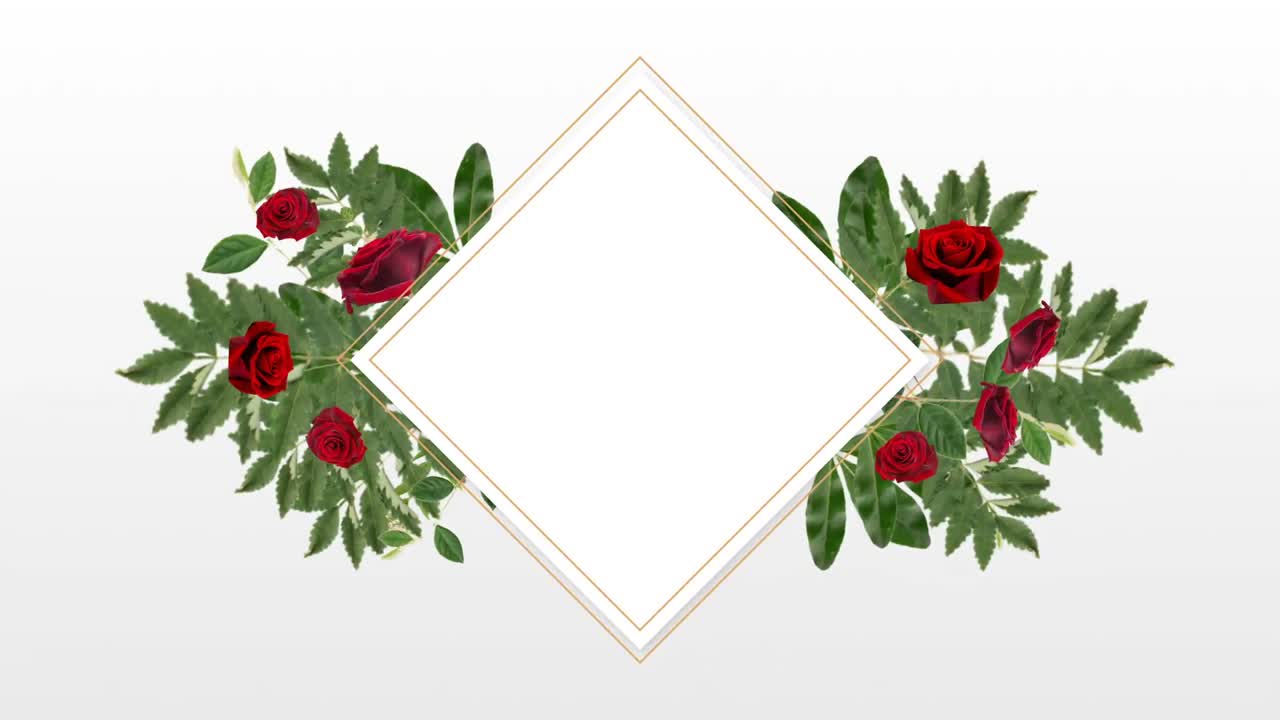 장식적 인 장미 꽃 을 가진 복사 공간 을 위한 사진 프레임