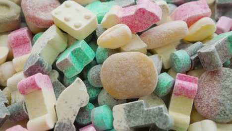 pile of mixed candies. close up