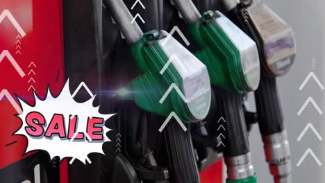 animation of sale and arrows over gas pump